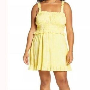 NWT BP by Nordstrom Sleeveless Yellow Smocked Waist Mini Dress - XL